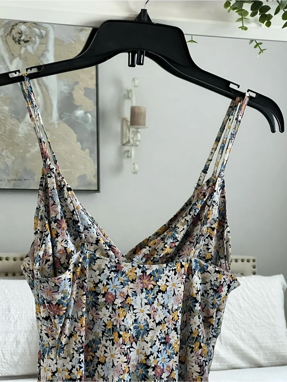 Abercrombie & Fitch Black Floral Slip Dress with Yellow and Pink Accents
